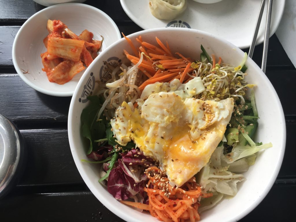 Bibimbap with kimchi