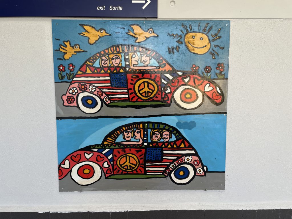 Art: Two colourful cars