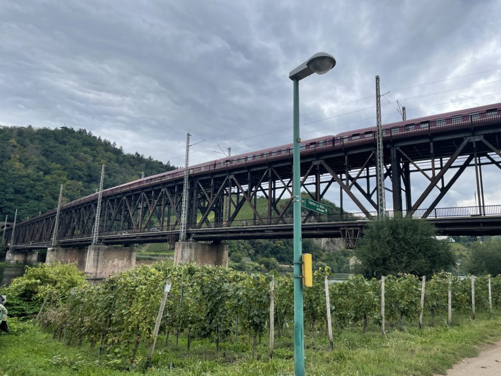 Regional train crossing the bridge