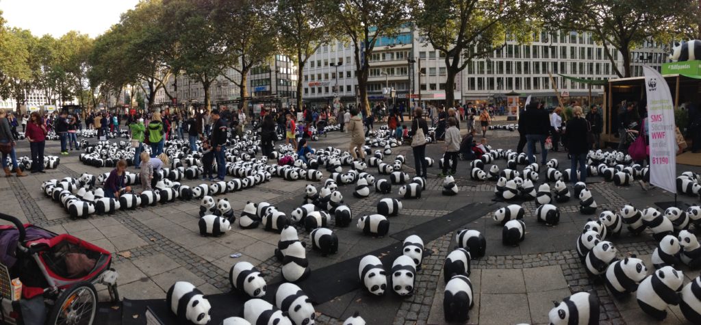 Neumarkt panorama with panda sculptures