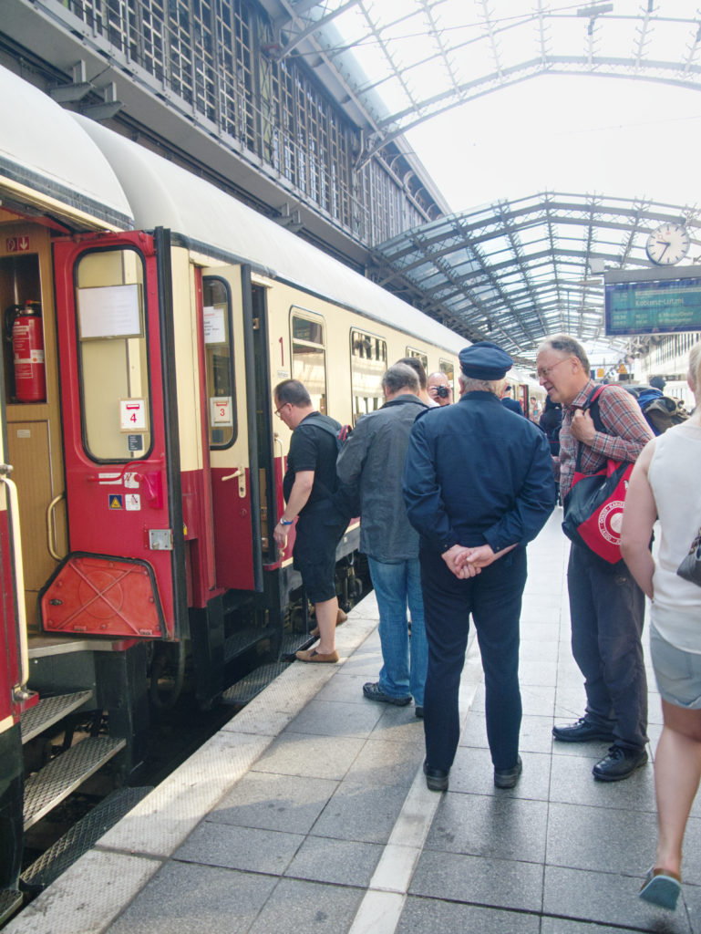 Boarding a museum train