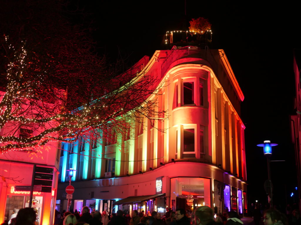 Rainbow coloured building